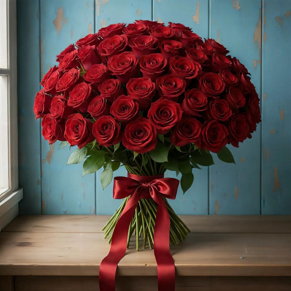 Букет Красные розы Блэк Меджик в Плесе