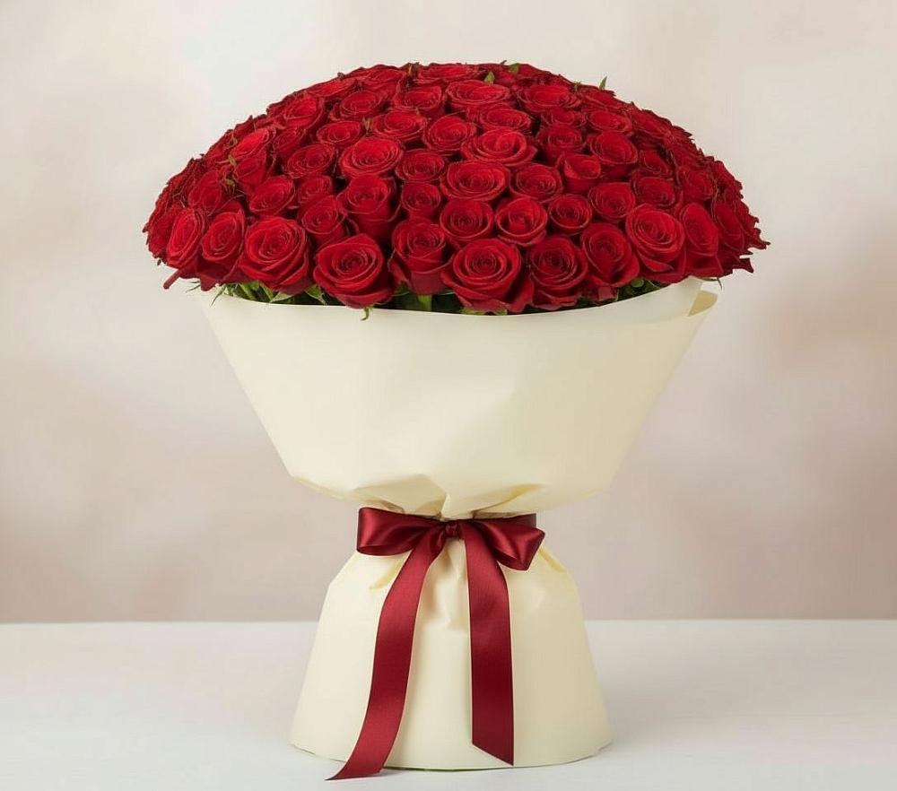 Букет 101 Красная роза Милано в Плесе