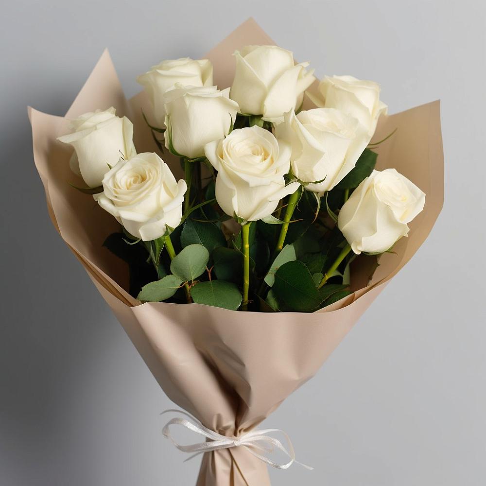 Букет 9 Белых роз Эдлесс Лав в Плесе