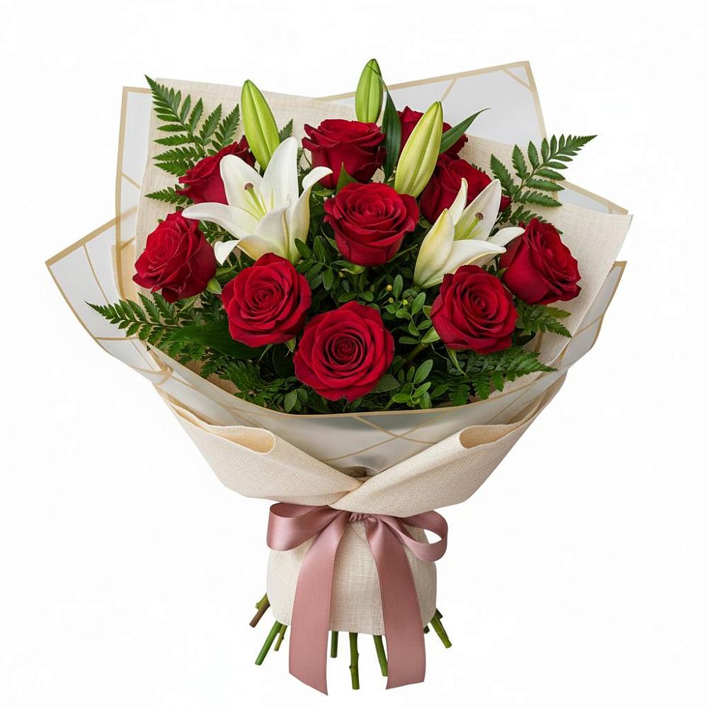 Букет цветов из: Лилии и Розы в Плесе