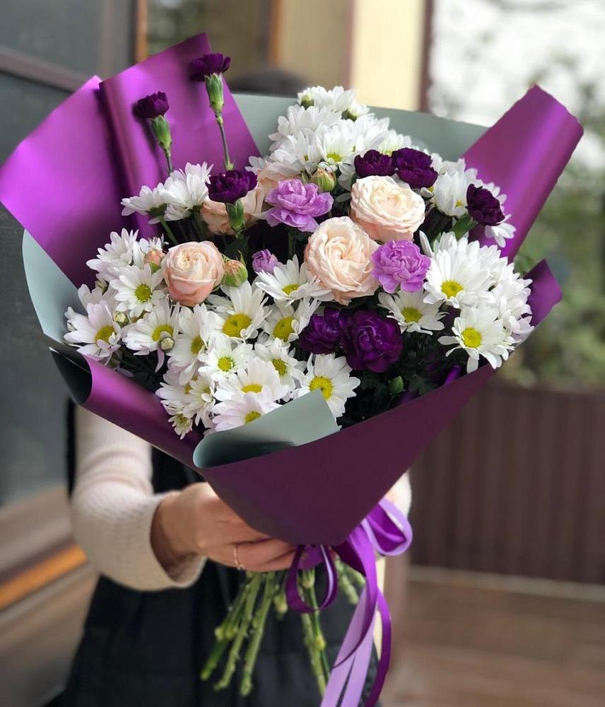 Букет цветов из: Хризантемы, Гвоздики и Розы в Плесе