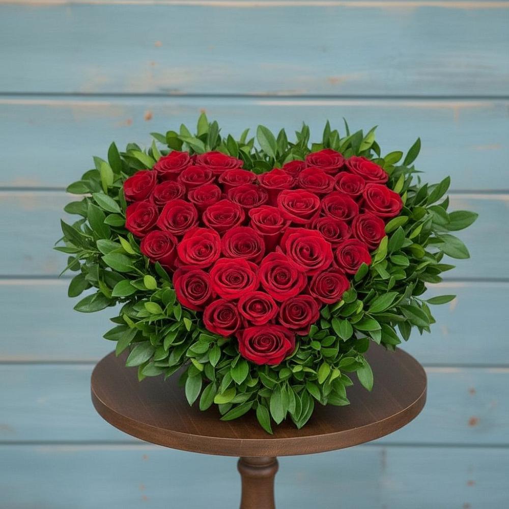 Цветочная композиция из Розы в виде сердца в Плесе