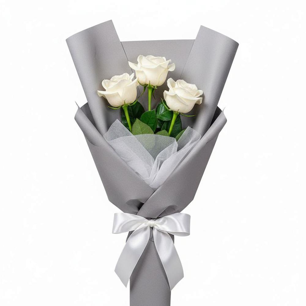Букет 3 белые розы в Плесе
