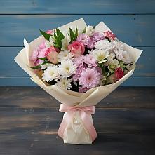 Букет цветов из:  Хризантемы, Альстромерии и Розы в Плесе