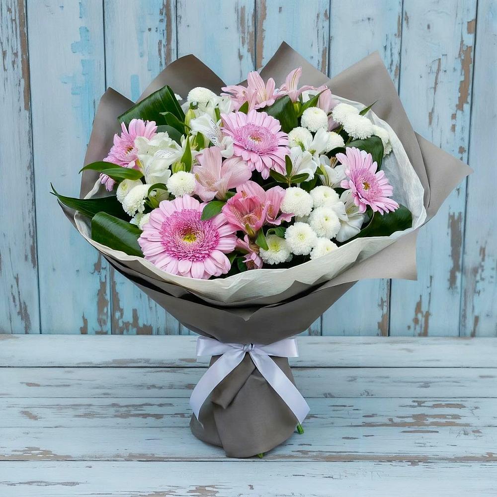 Букет цветов из: Герберы, Альстромерии и Хризантемы в Плесе
