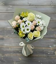 Букет цветов из:  Альстромерии, Розы и Хризантемы в Плесе